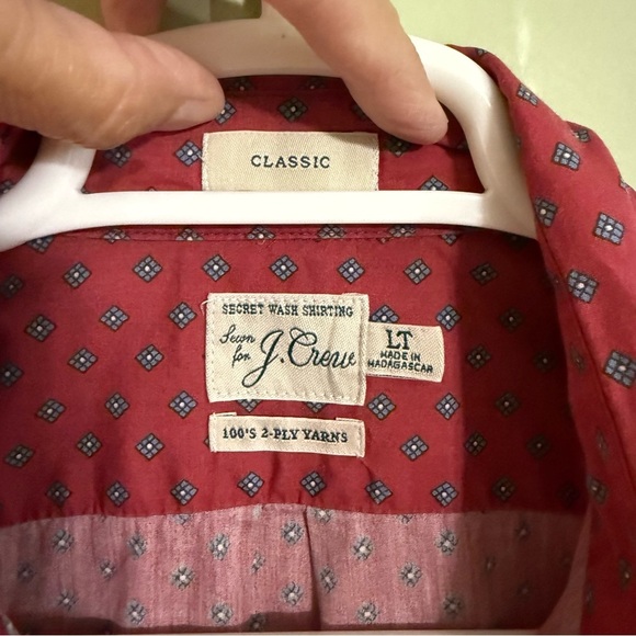 J. Crew Red Casual Button Down Shirt Classic Cotton men’s large tall - Picture 2 of 7